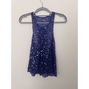 Free People Blue Sequins Tank Top